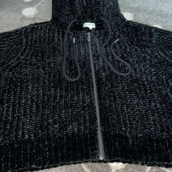 Bella Dahl Chenille Sweater Hoodie, Medium, Black - Picture 9 of 10